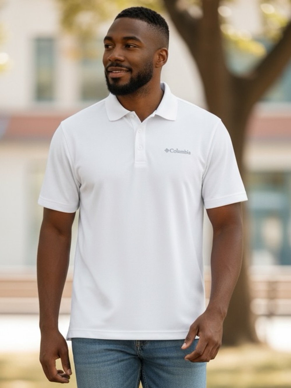 Columbia Men's White Polo Shirt - Short Sleeve, Size XXL - Like New